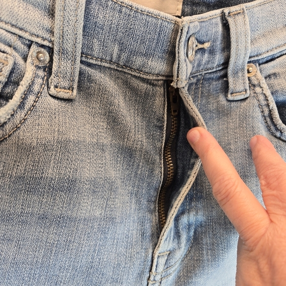 7 For All Mankind Womens High Waist Denim Jeans Sz 27 Slim Kick Light Blue - Picture 6 of 14
